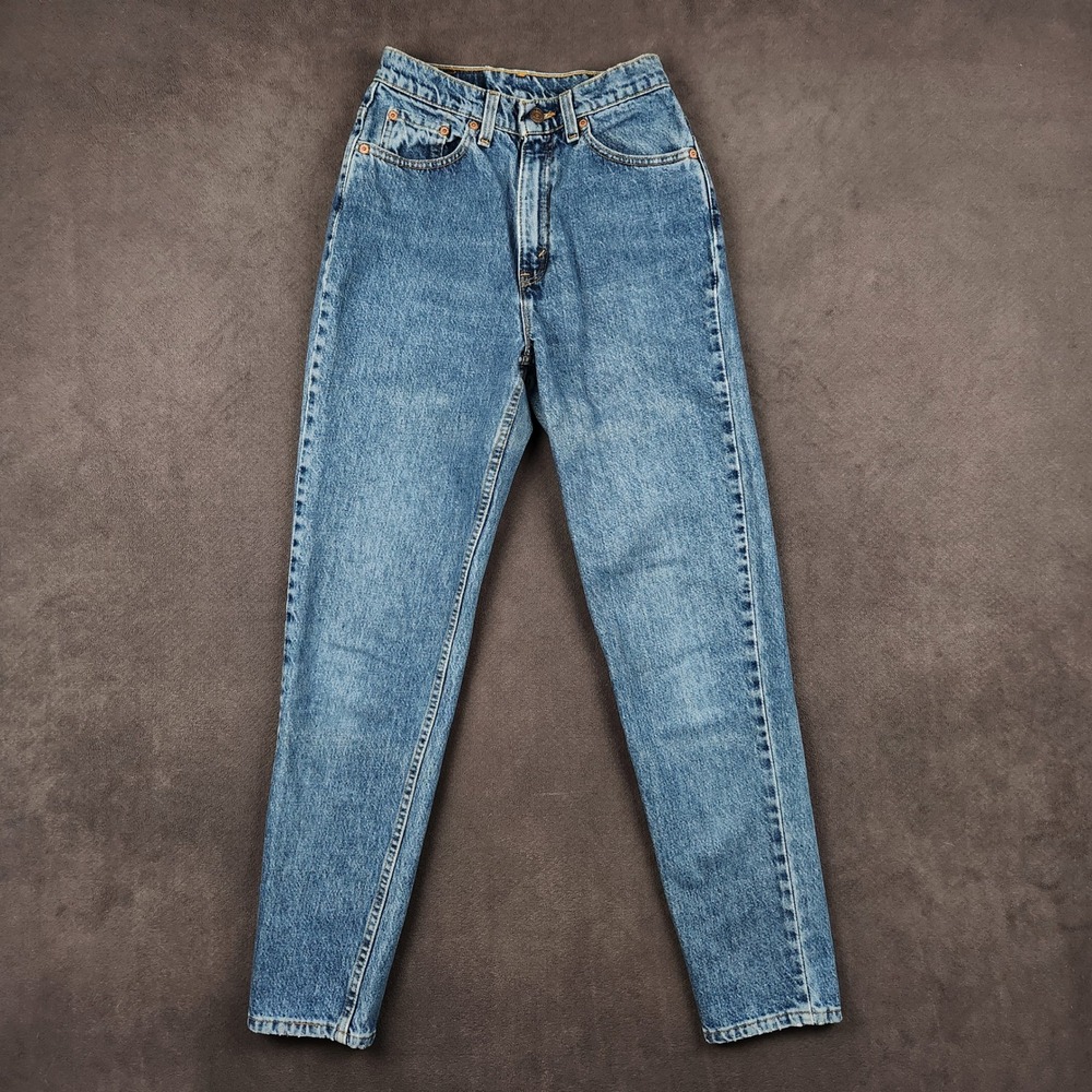 Vintage Levis 521 Tapered Fit Jeans Womens 8 MED Blue High Rise Made in‎ USA 90s